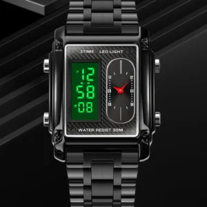 Stylish Multifunctional Waterproof Watch - Black