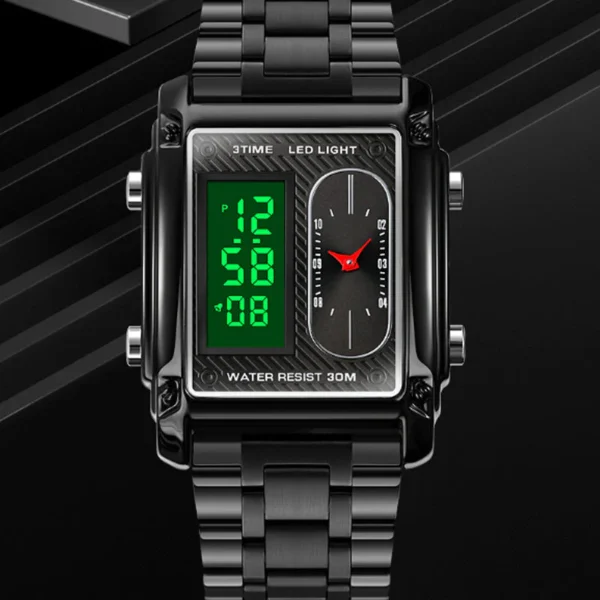 Stylish Multifunctional Waterproof Watch - Black