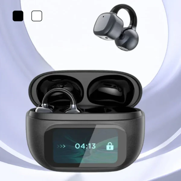 Ear Clip-on Smart Color Screen Intelligent Translation Headset - Black