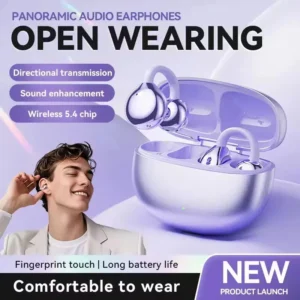 Lightweight Open Ear Clip Bluetooth Headphones - Purple