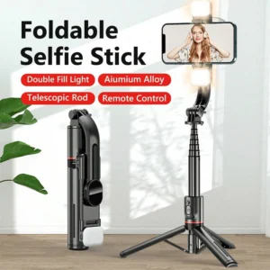 Foldable Selfie Stick Tripod - With Fill Light