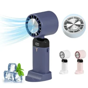 3 Speeds Handheld Cooling Fan with Cold Compress Function - Blue
