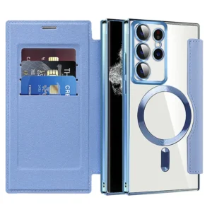 New Leather Textured Flip Phone Case - Blue
