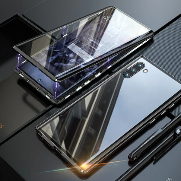 Magnetic Tempered Glass Double-sided Phone Case - Black
