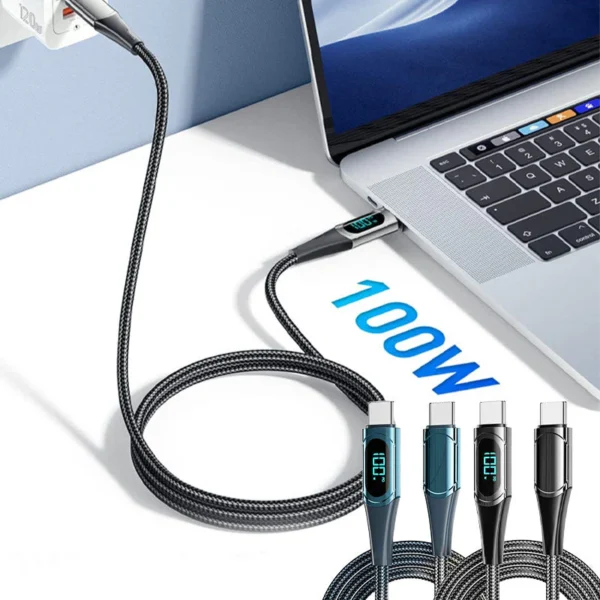 PD 100W Fast-charging and Fast-transmission Data Cable with Digital Display - PD29W Blue [Type-C to Lightning -2m]