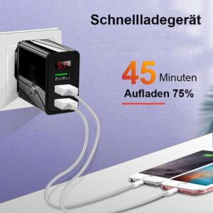 Mobile phone charging socket with digital display - Black