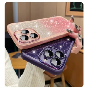 Gradient Glitter Clear Soft Case - Pink