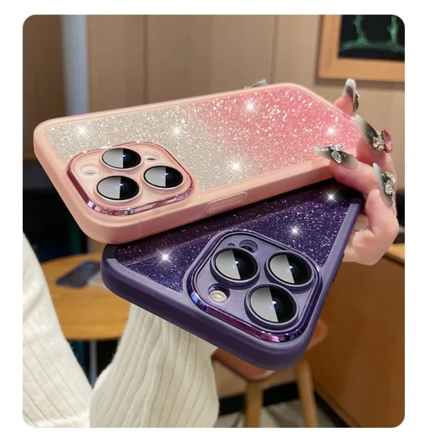 Gradient Glitter Clear Soft Case - Pink