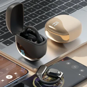 Wireless Open Ear Headphones with LED Display - Black