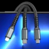 Transparent Luminous 3-in-1 Super Fast Charging Cable - 1.2M - Image 10