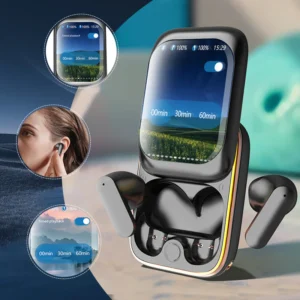 Touch Screen Bluetooth Earbuds with Noise Cancelling - Black